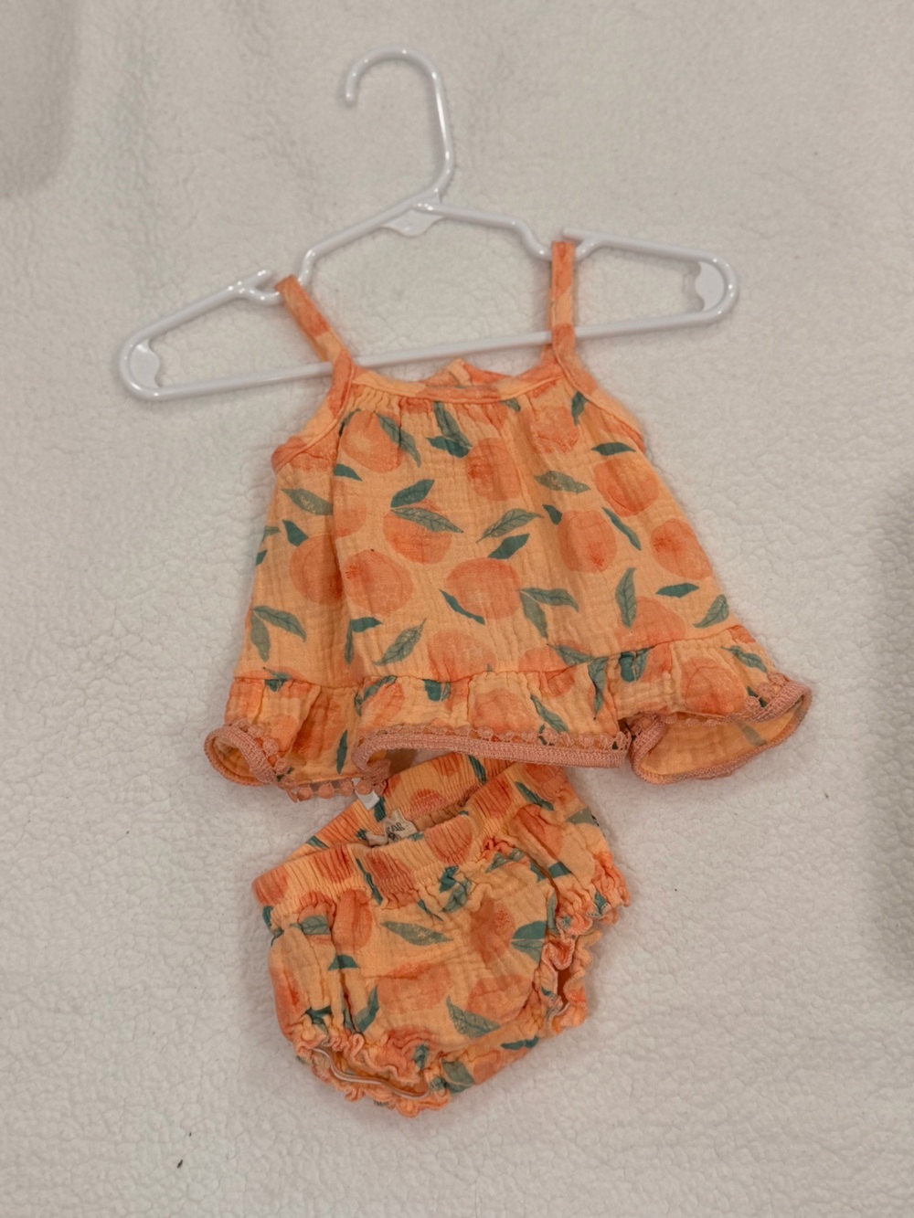 Girls Peach Print Tank Top and Shorts Set - Orange